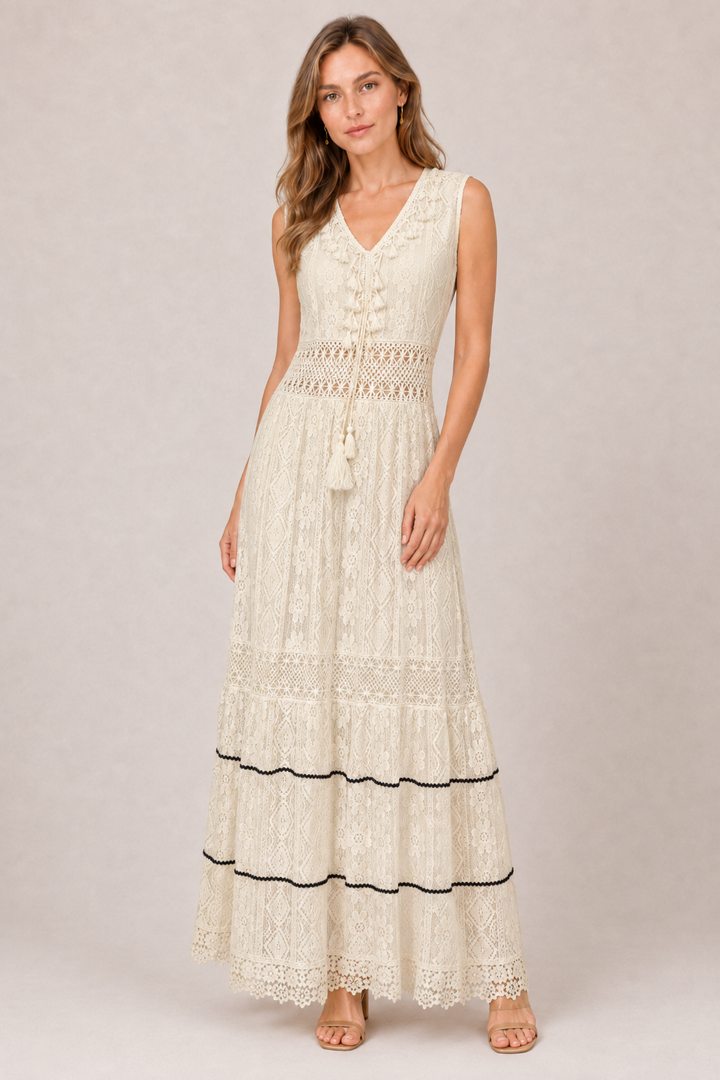 Milica | Abito maxi boho con scollatura a V