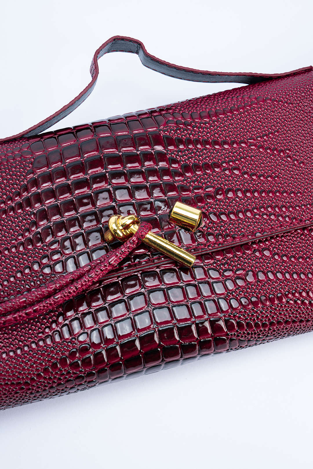 Borsa in similpelle con effetto coccodrillo