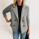 Marta - Elegantný Kabát s Pletenými Rukávmi
