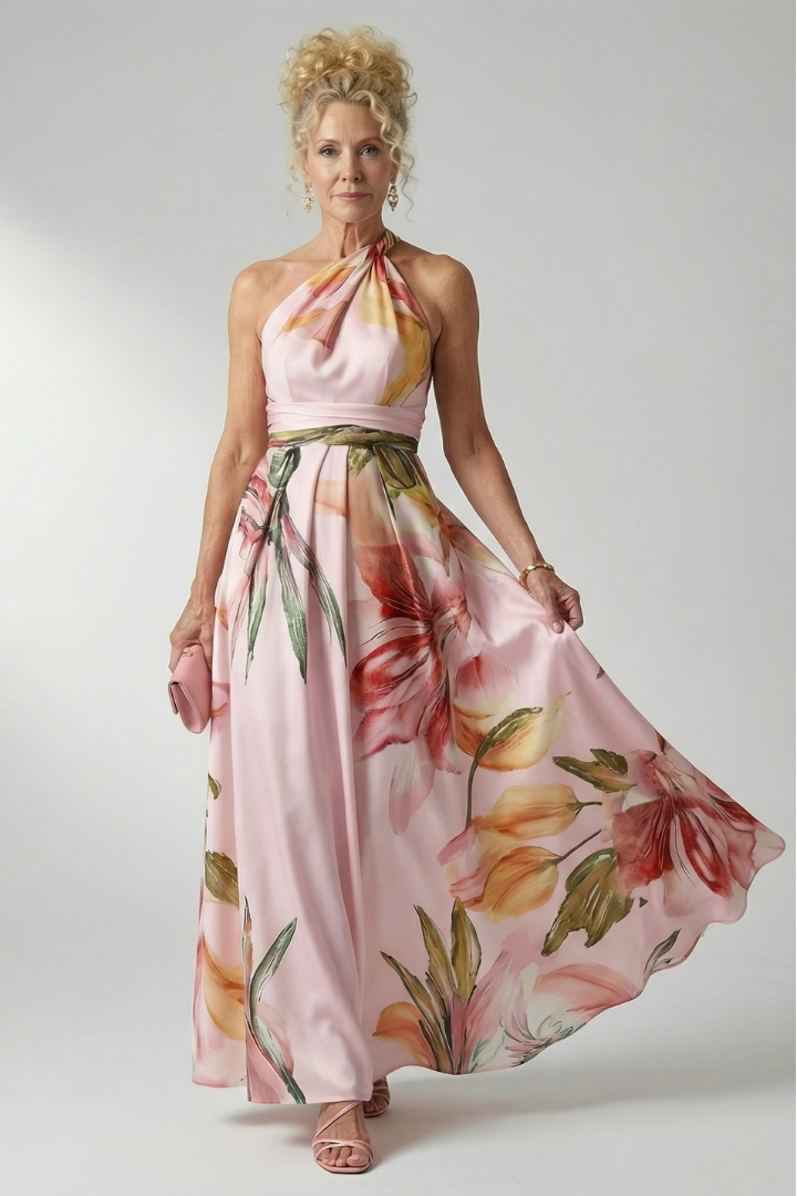 Dagmar | Abito maxi a fiori con scollatura halter