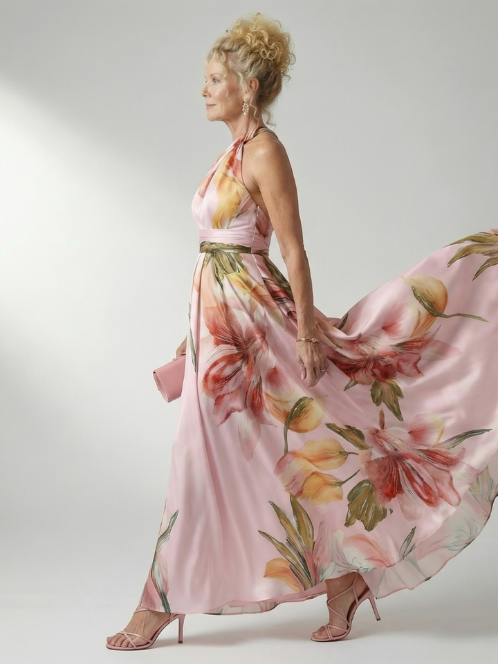 Dagmar | Abito maxi a fiori con scollatura halter