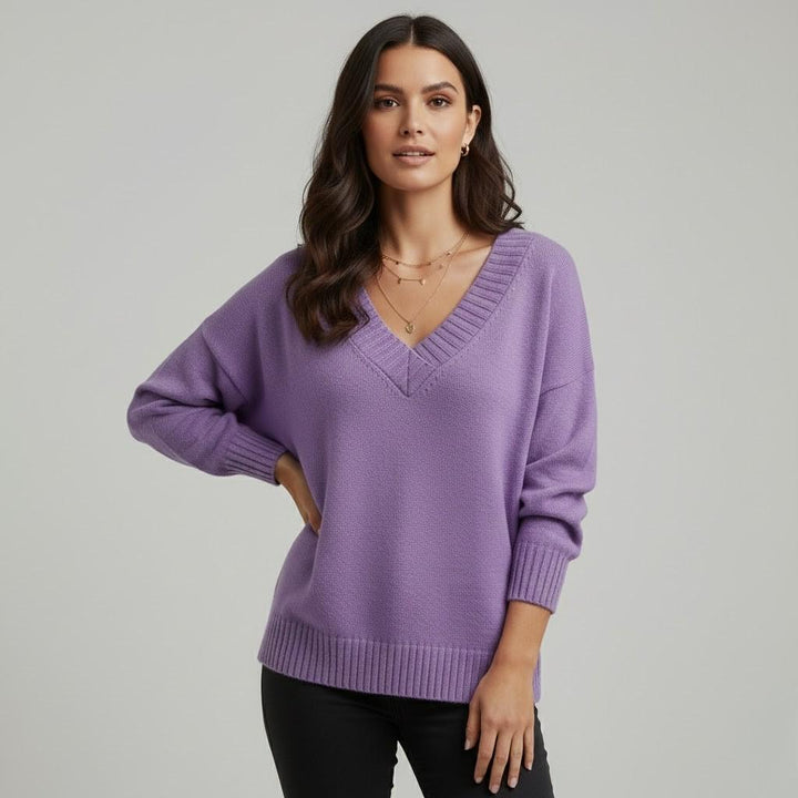 Maglione morbido a maglia con taglio ampio e scollatura a V