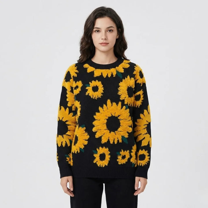 Maglione lavorato a maglia con taglio ampio e motivo floreale