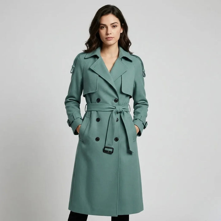 Cappotto lungo strutturato in misto cotone con vestibilità aderente