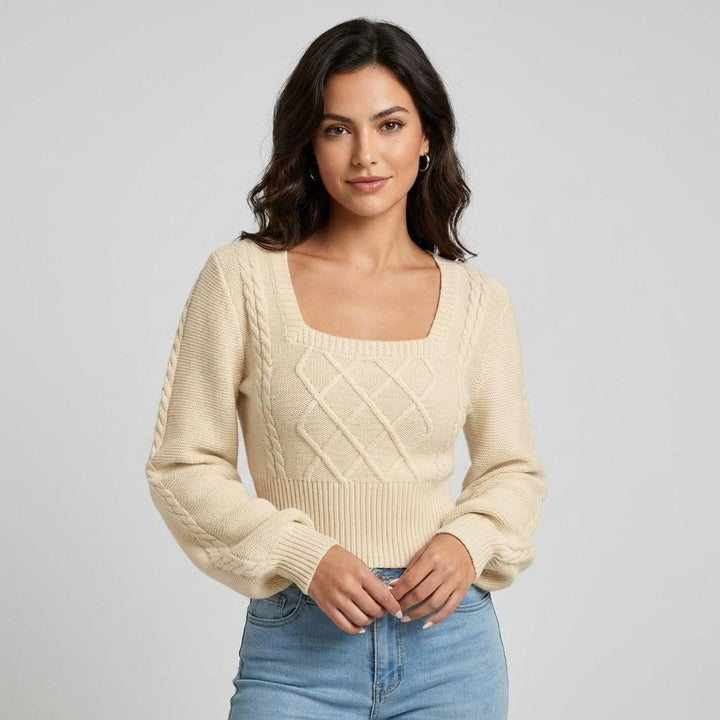 Maglione lavorato a maglia con taglio aderente e motivo a treccia