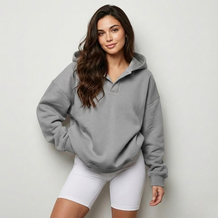 Felpa in misto cotone con taglio oversize e cappuccio