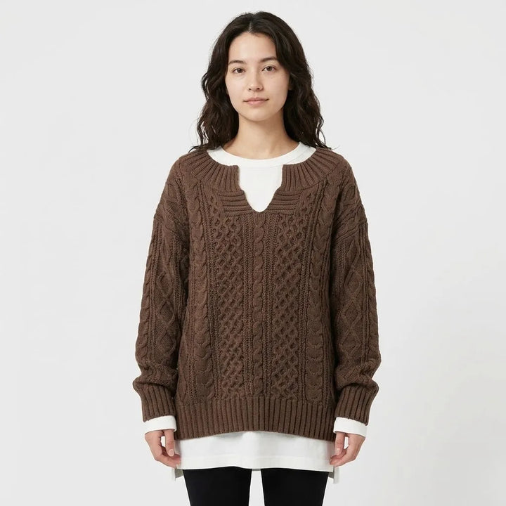 Set oversize in maglia con motivo a treccia
