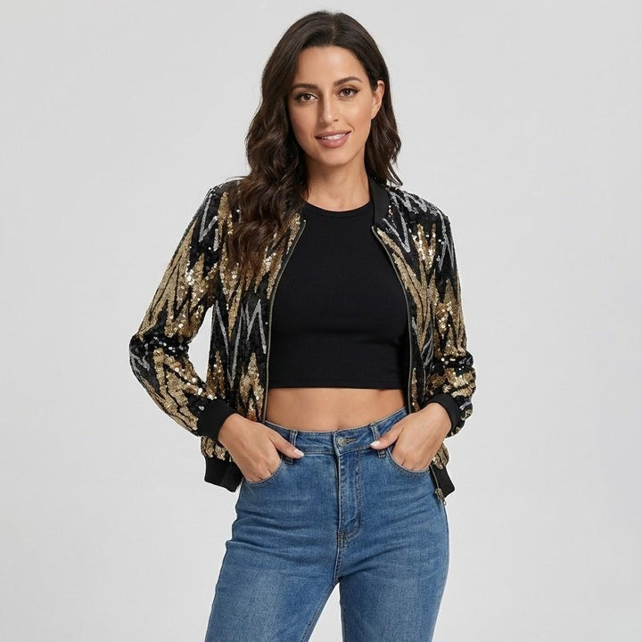 Giacca bomber corta con leggero lucido in elegante stile urbano