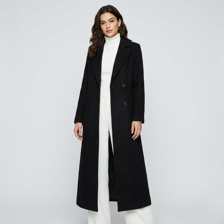Cappotto lungo in misto lana con taglio fluido in stile urbano