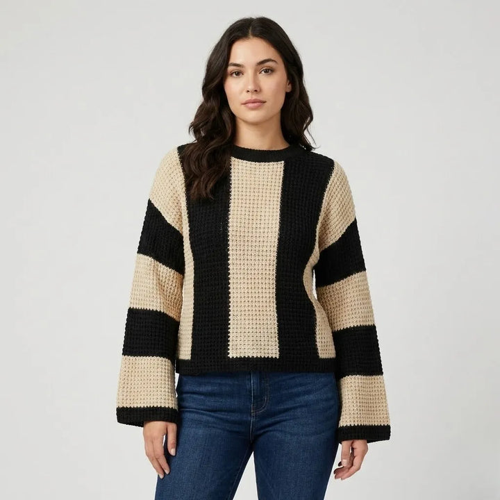 Maglione lavorato a maglia con taglio dritto e motivo a righe