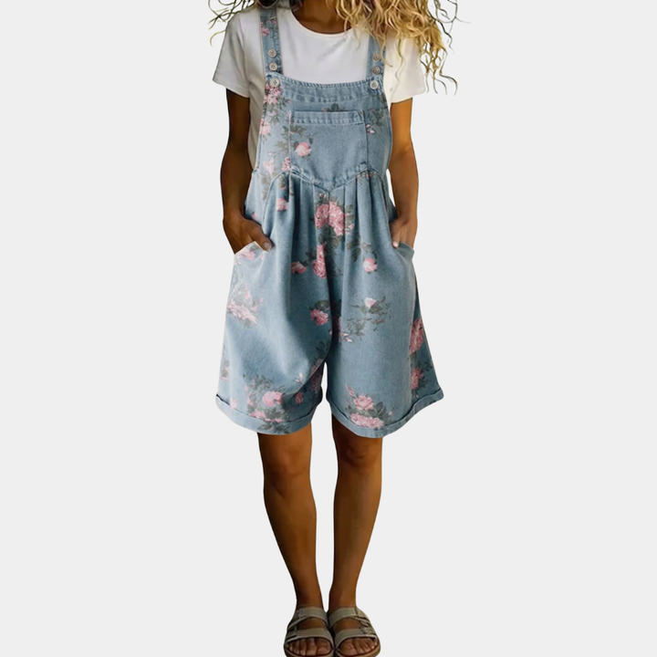 Zofia | Tuta floreale in jeans