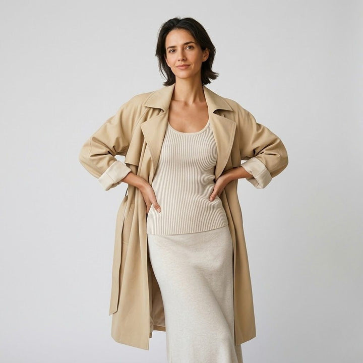 Cappotto fluido con rever aperti