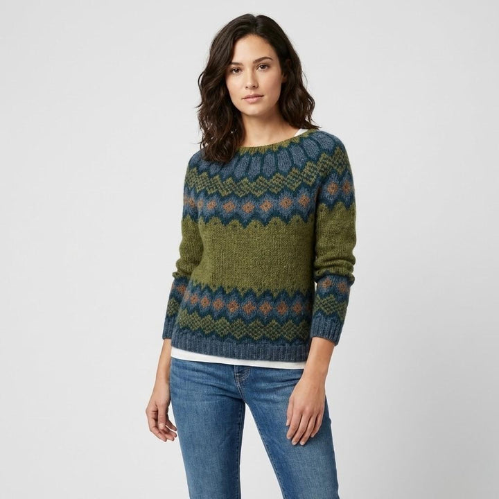 Maglione in misto lana con taglio loose e motivo geometrico