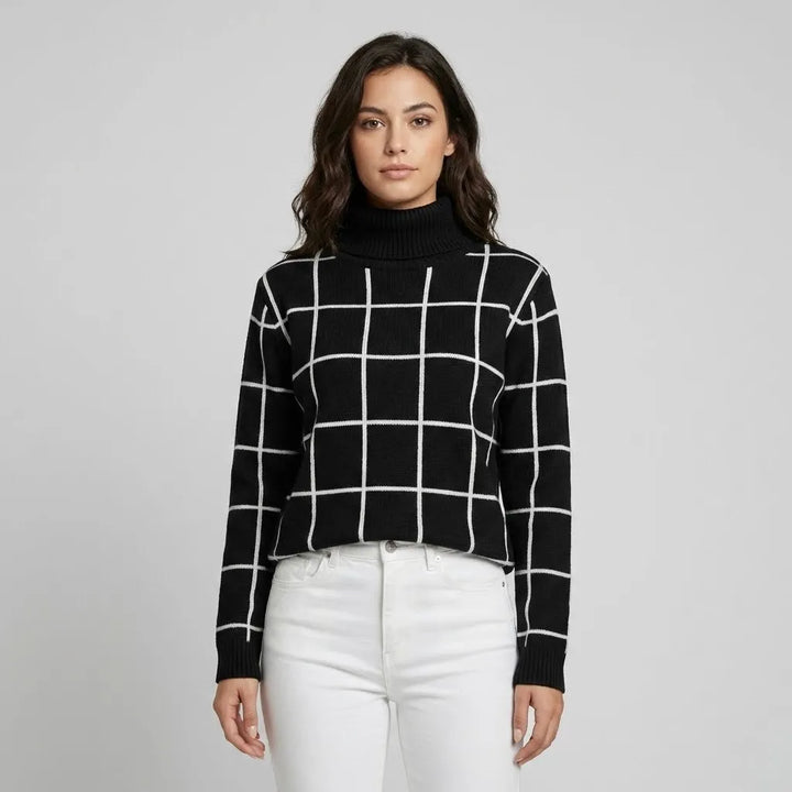 Maglione a collo alto con motivo geometrico