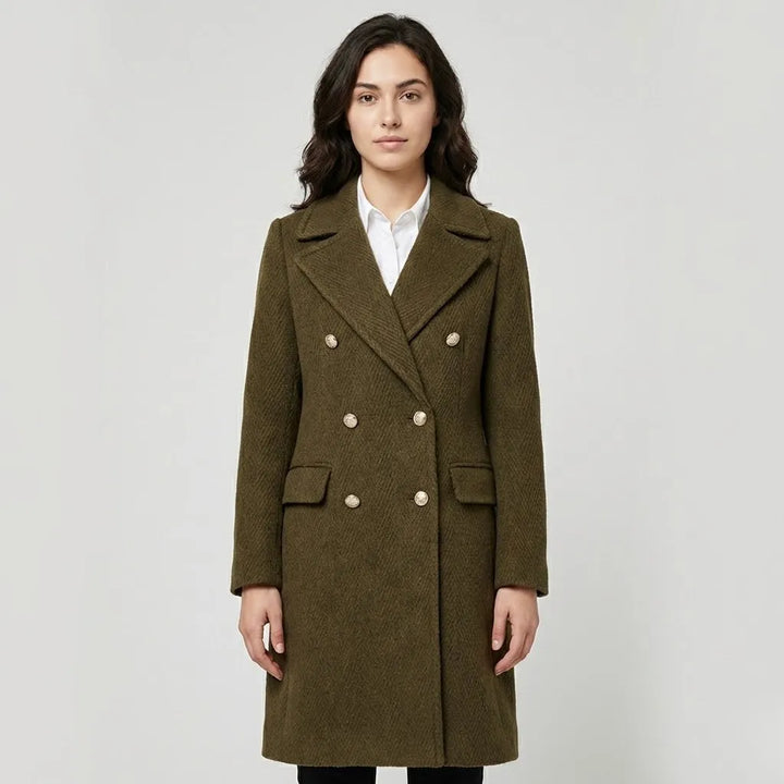Cappotto lungo strutturato in misto lana con taglio dritto
