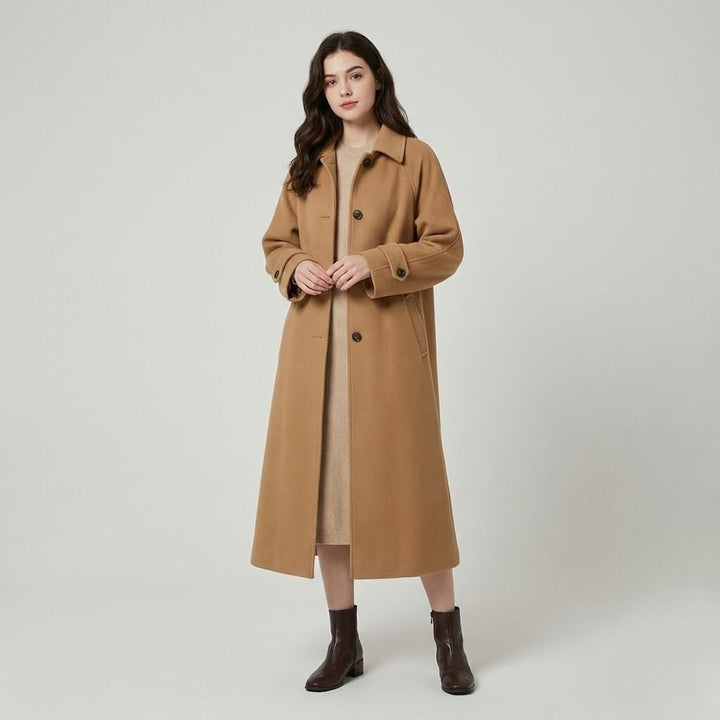 Cappotto lungo in misto lana con taglio dritto in stile urbano