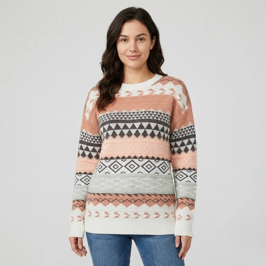 Maglione lavorato a maglia con taglio dritto e motivo etnico