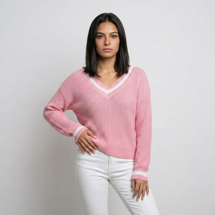 Maglione a maglia con scollo a V per l&