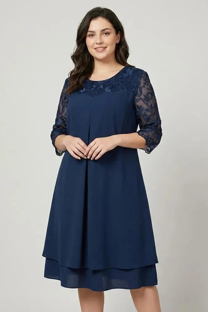 Ľubomila | Abito midi elegante con maniche decorate