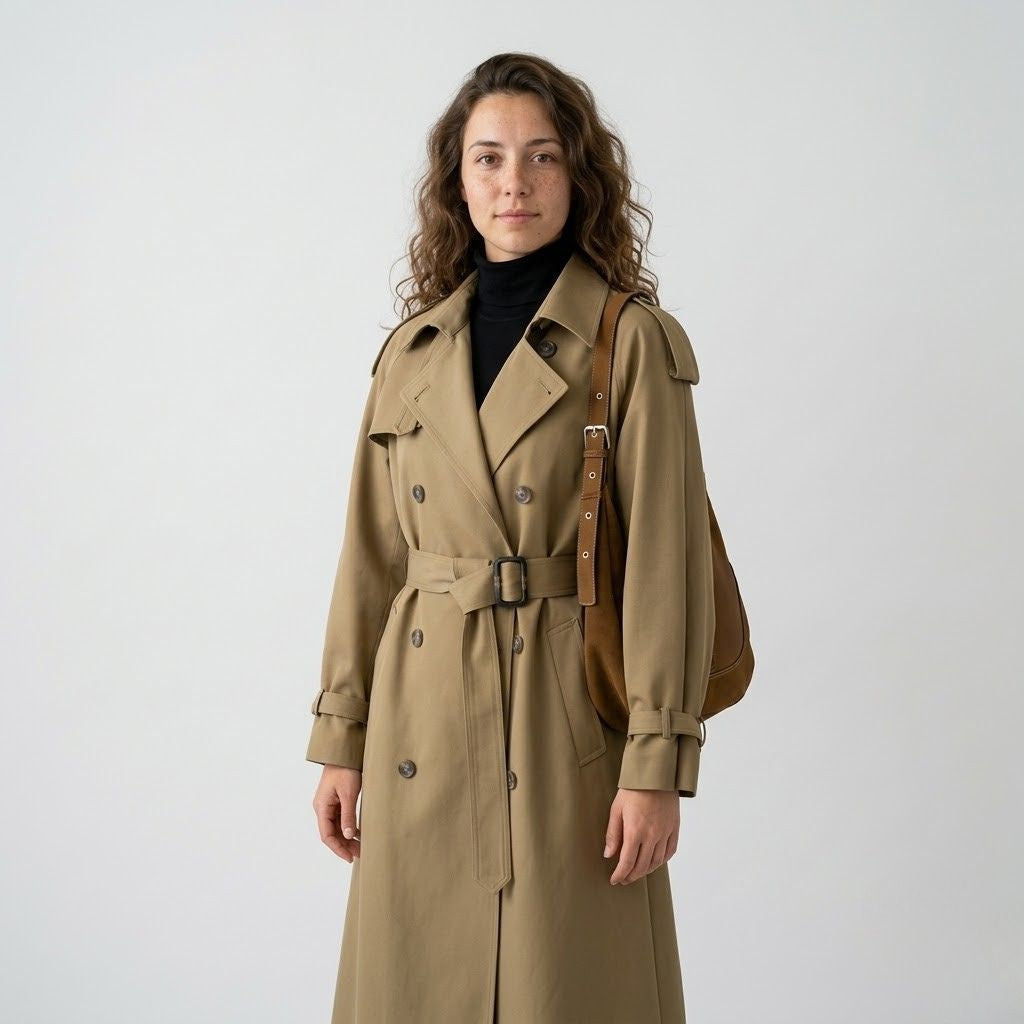 Trench classico lungo con cintura regolabile