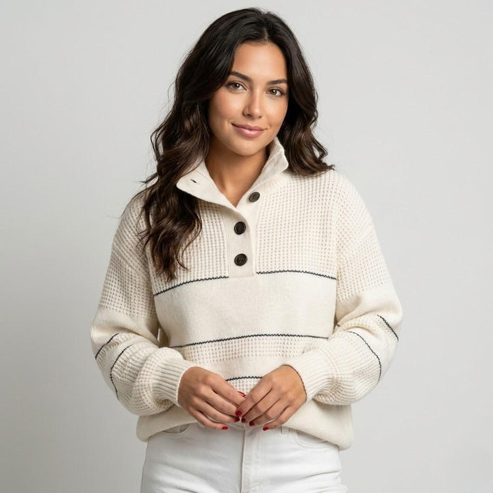 Maglione lavorato a maglia con colletto e bottoni decorativi