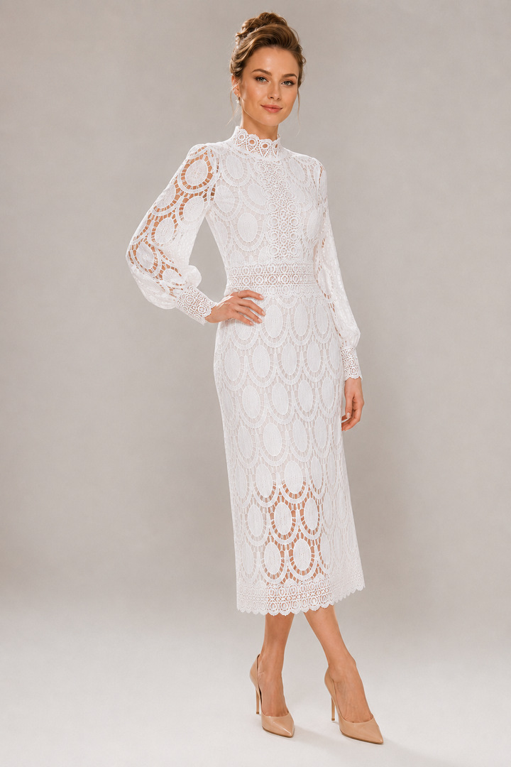 Emika | Abito maxi romantico con colletto