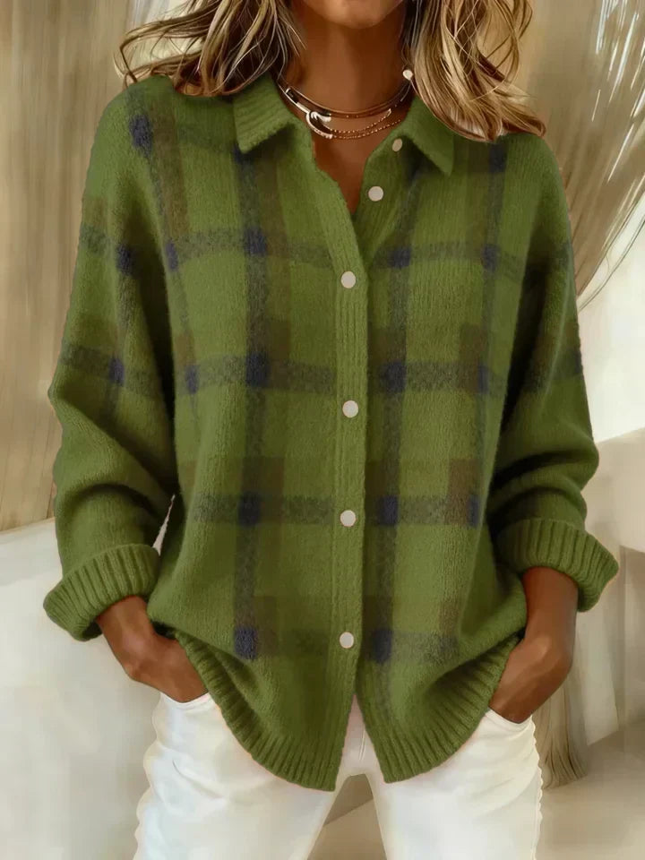 Cardigan a quadri con bottoni