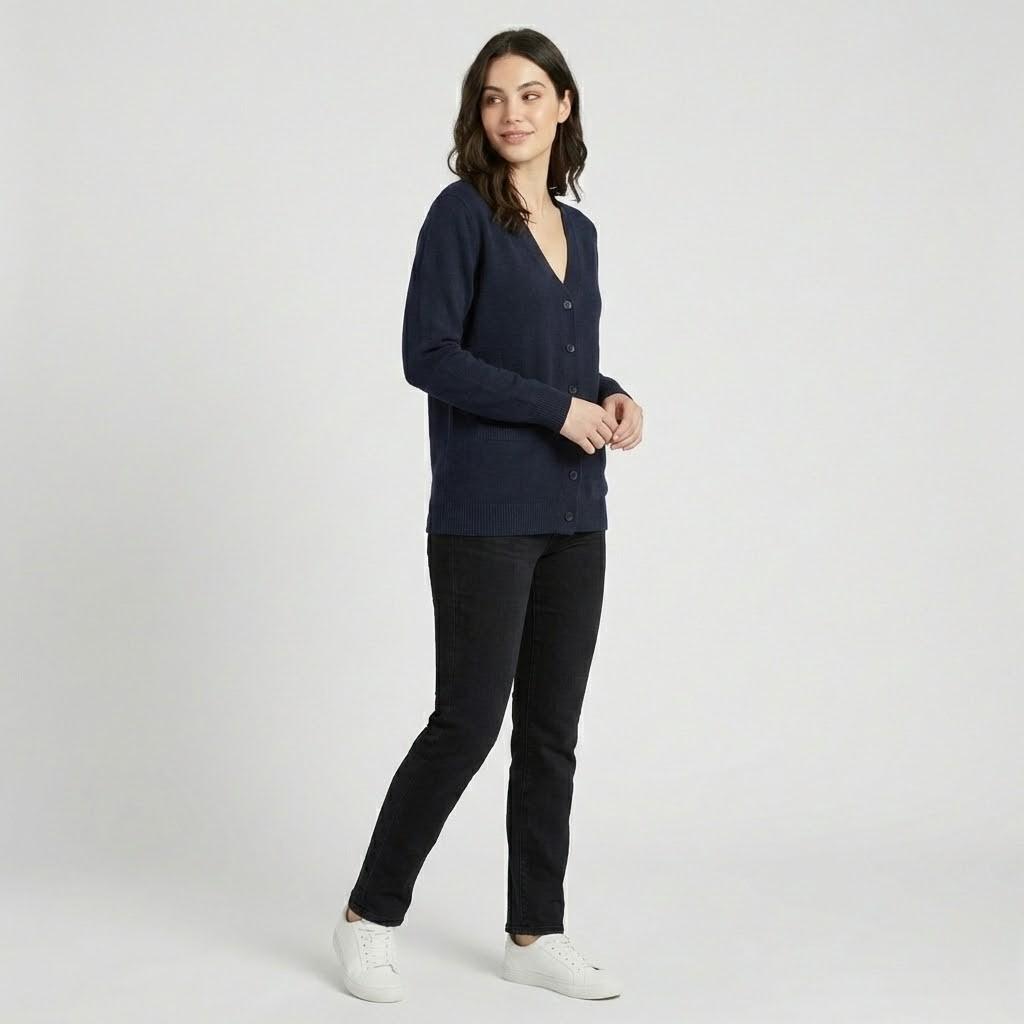 Cardigan lavorato a maglia classico con scollo a V e bottoni