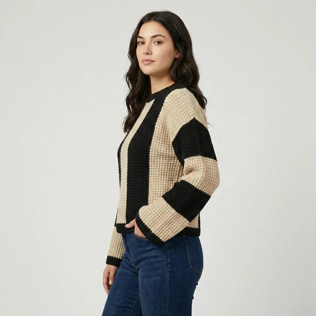 Maglione lavorato a maglia con taglio dritto e motivo a righe