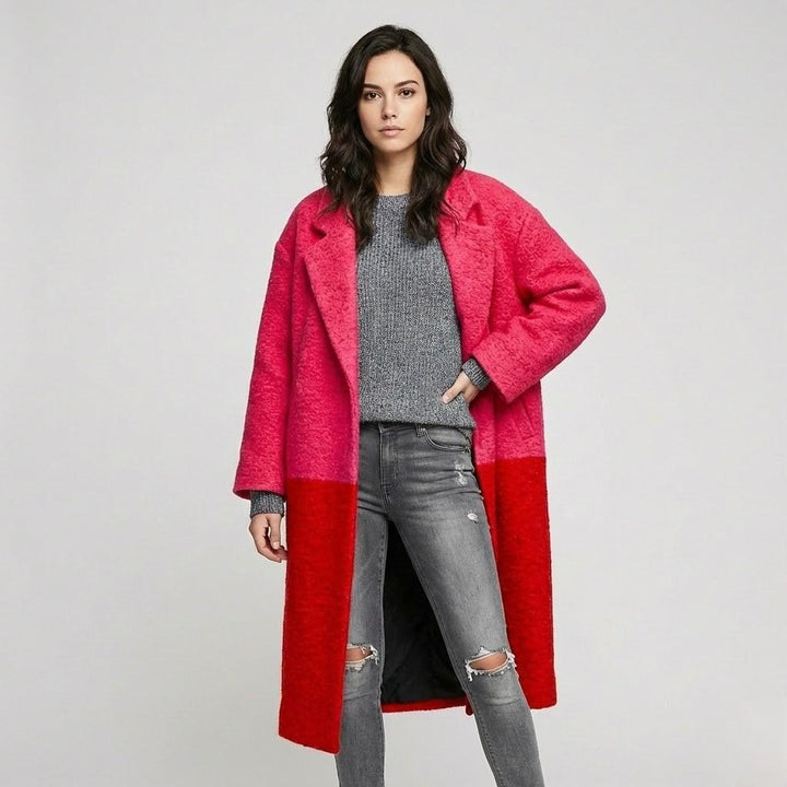 Cappotto lungo in lana dritto con un motivo tartan evidente