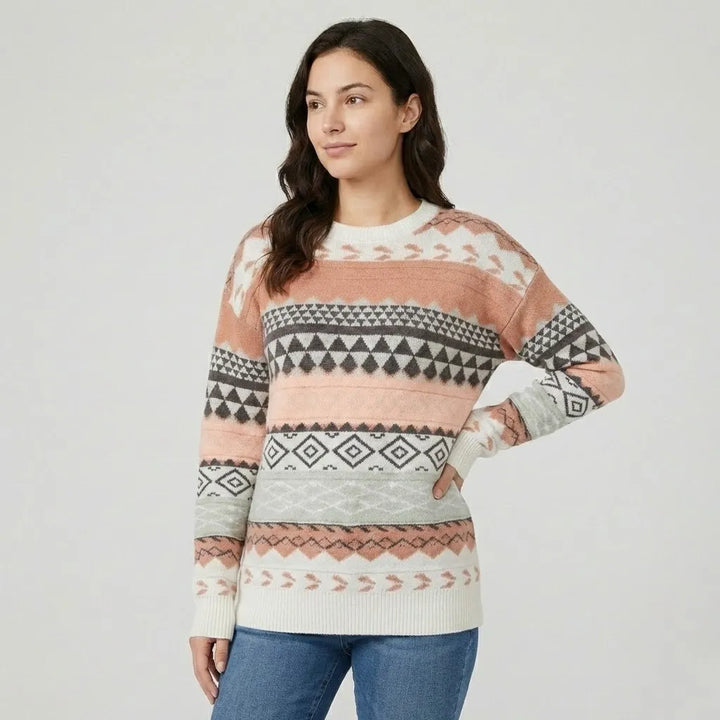 Maglione lavorato a maglia con taglio dritto e motivo etnico