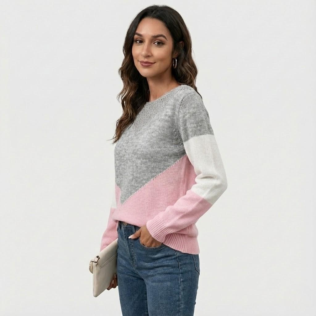 Maglione morbido lavorato a maglia con taglio dritto, scollatura a V e motivo geometrico