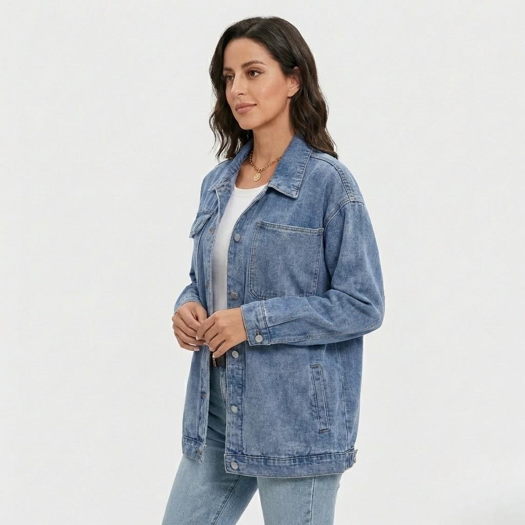 Giacca in denim a camicia con taglio loose