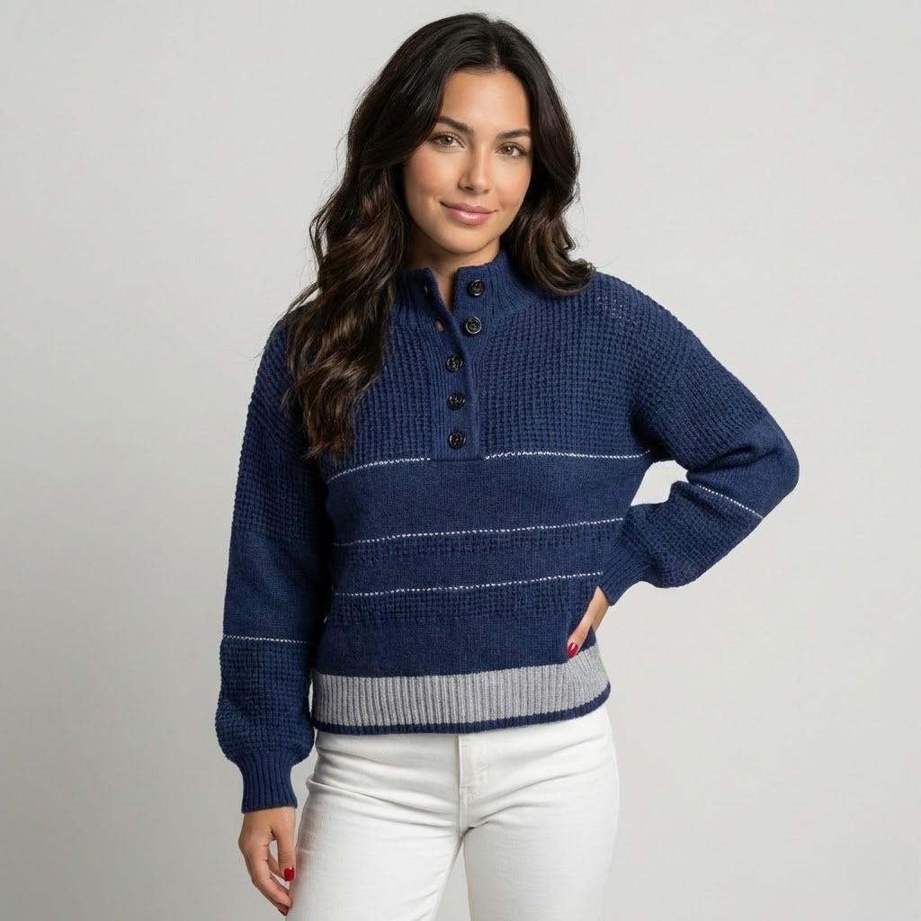Maglione lavorato a maglia con colletto e bottoni decorativi