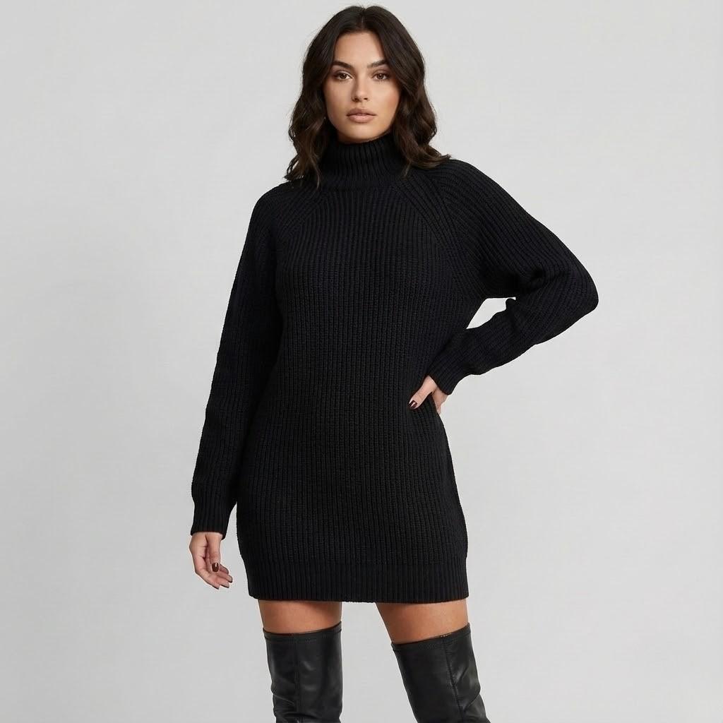 Maglione ampio in lana con colletto avvolgente