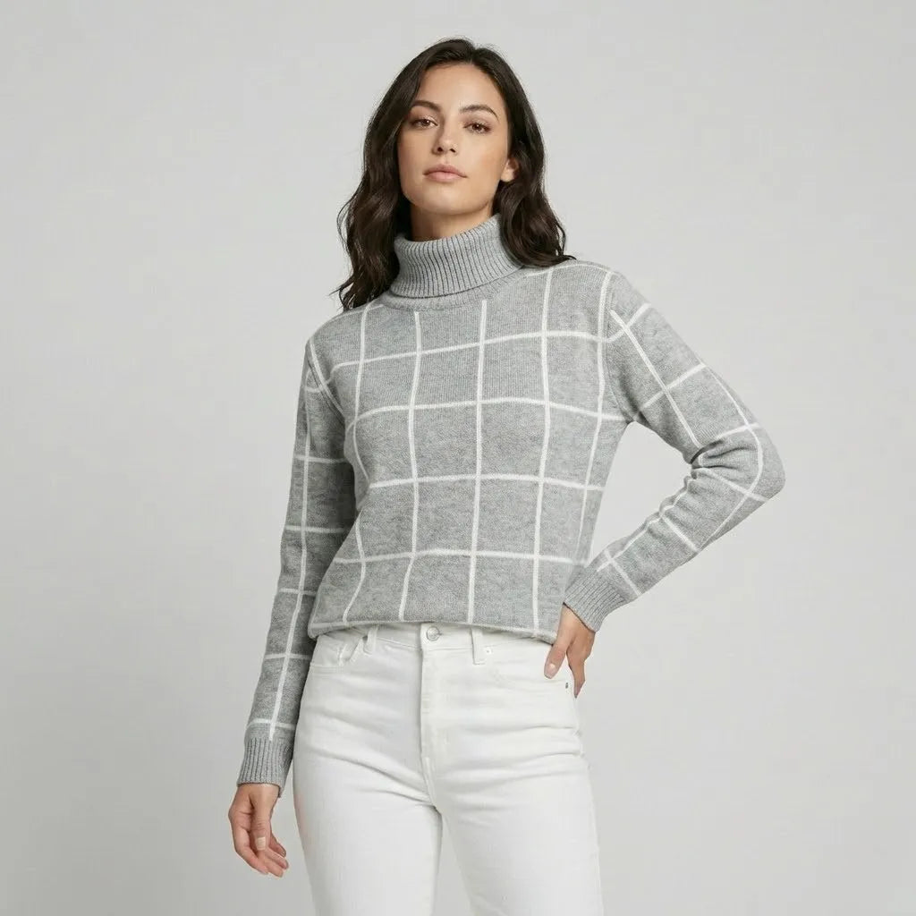 Maglione a collo alto con motivo geometrico