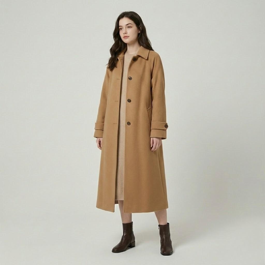 Cappotto lungo in misto lana con taglio dritto in stile urbano