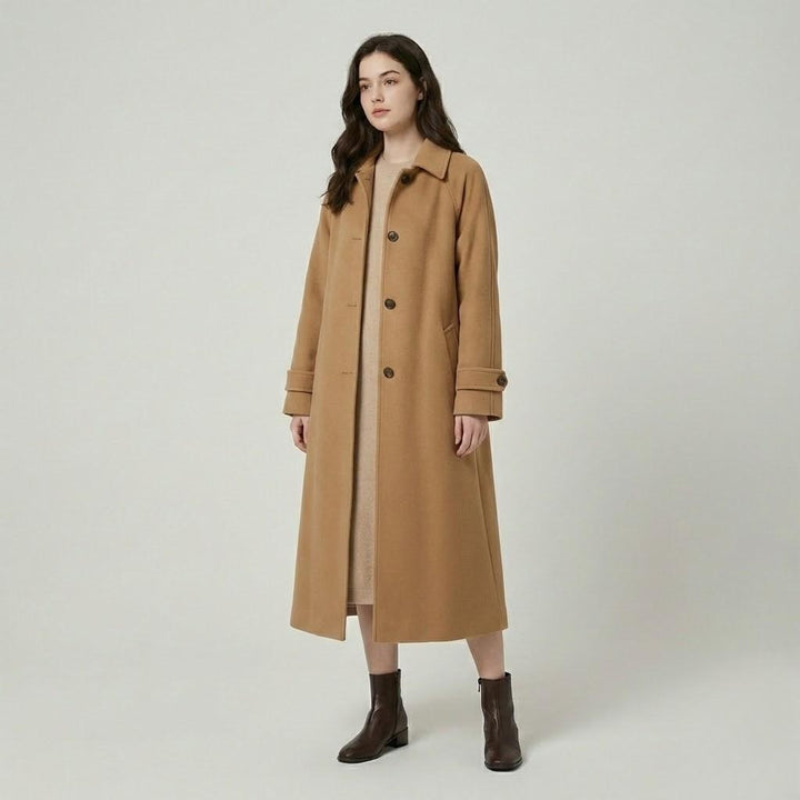 Cappotto lungo in misto lana con taglio dritto in stile urbano