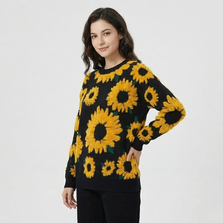 Maglione lavorato a maglia con taglio ampio e motivo floreale