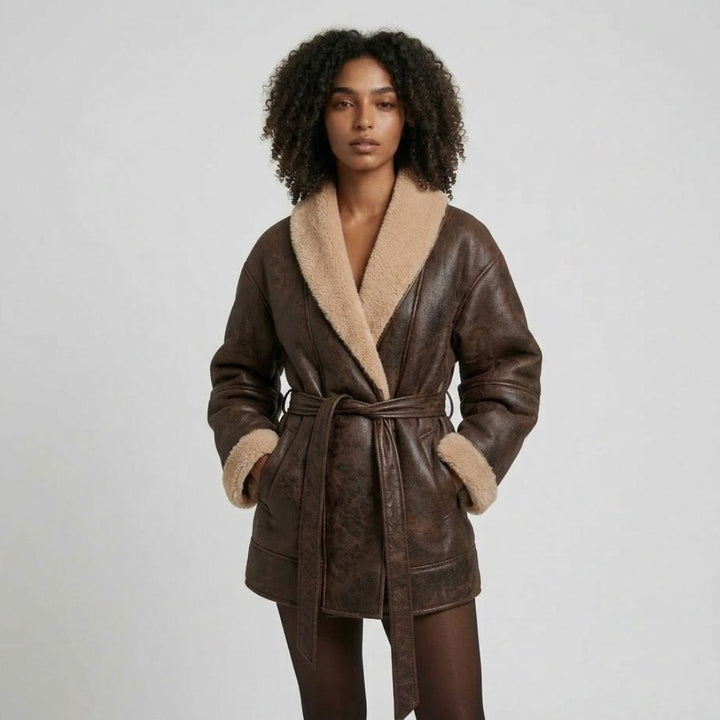 Cappotto invernale avvolgente con cintura regolabile