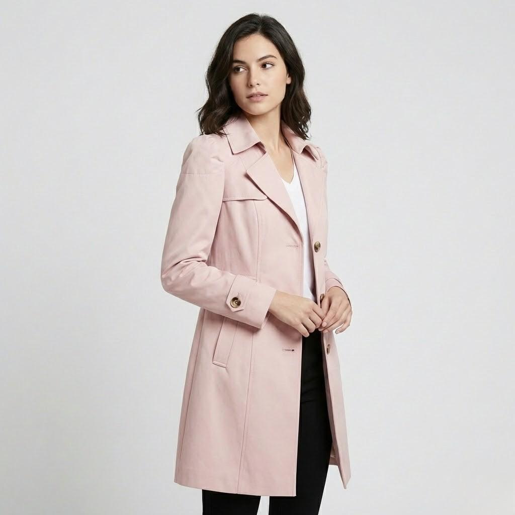 Trench elegante in misto cotone con vestibilità aderente