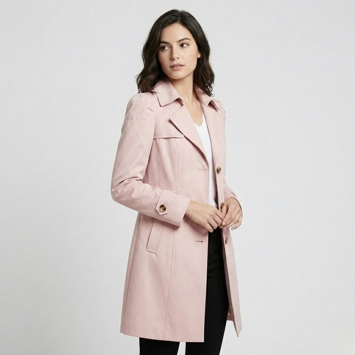 Trench elegante in misto cotone con vestibilità aderente