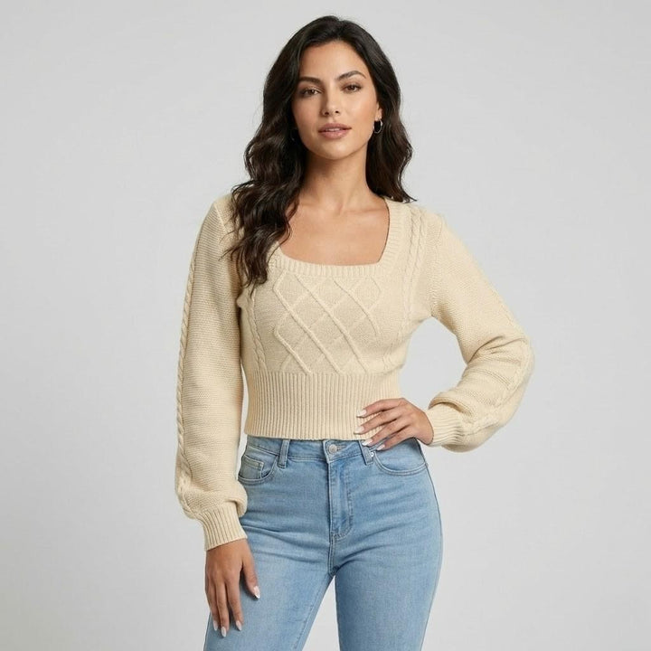 Maglione lavorato a maglia con taglio aderente e motivo a treccia