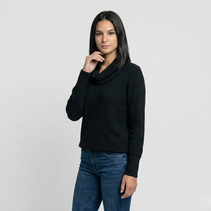 Maglione fluido in misto viscosa ed elastan con scollatura arricciata