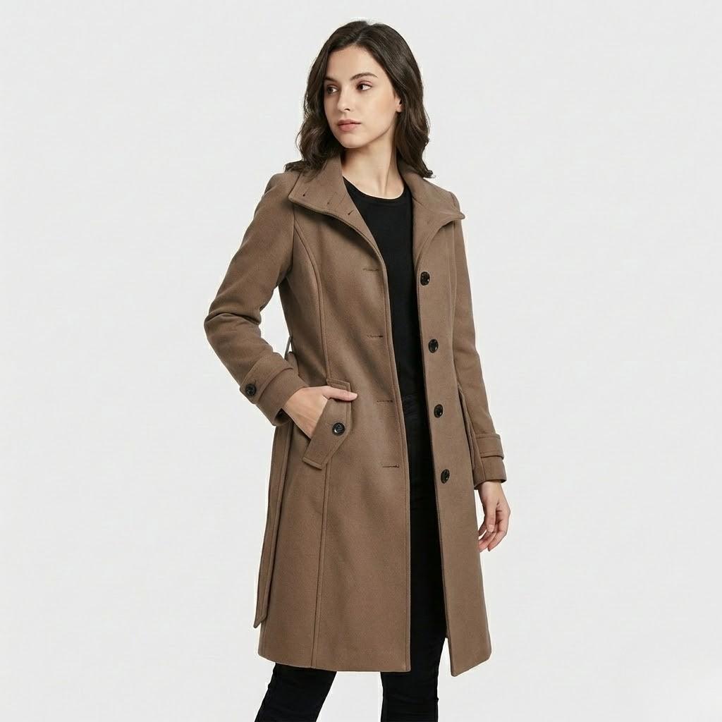 Cappotto elegante in misto lana con taglio aderente in stile urbano