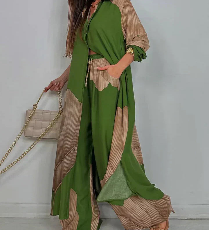 Ileana – Chic letný komplet s patchworkovým vzorom