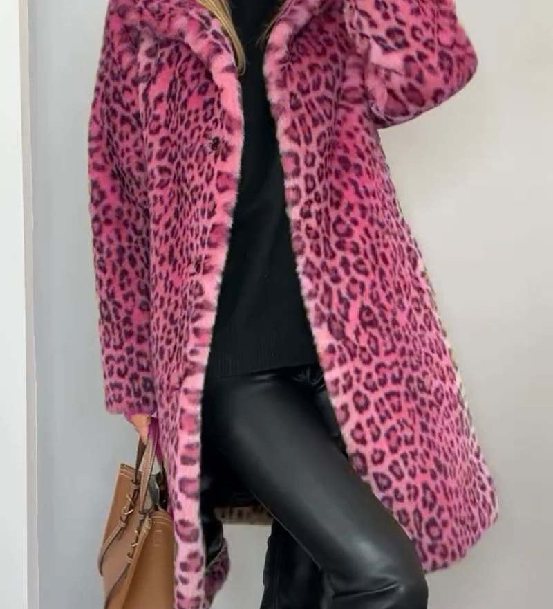 Leia - Dlhý Kabát s Leopardím Vzorom