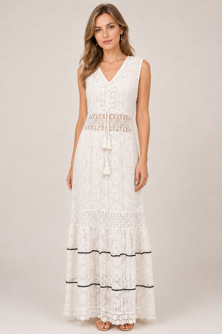 Milica | Abito maxi boho con scollatura a V