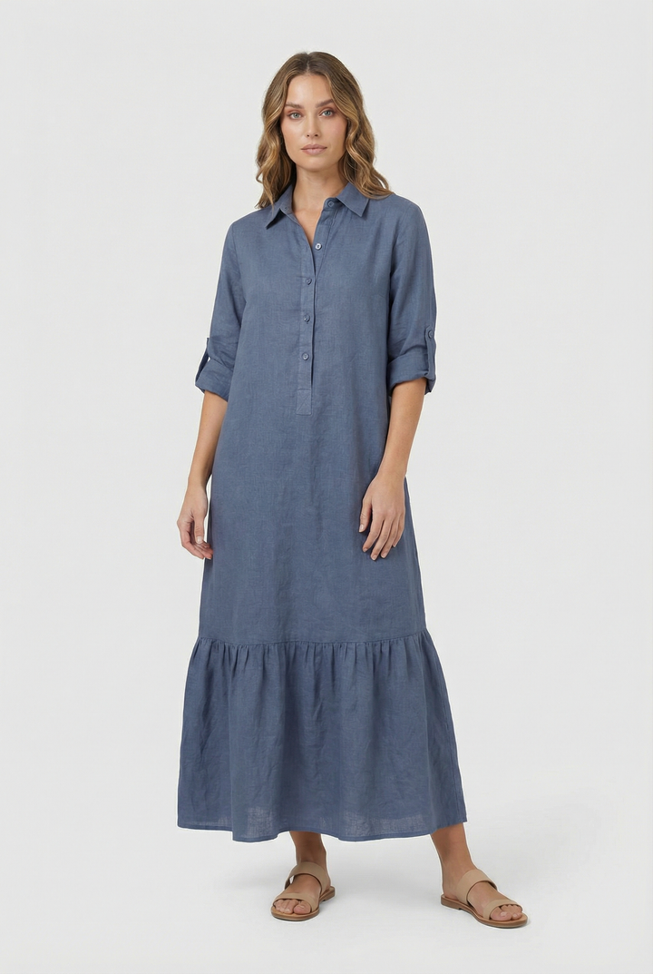 Nela | Maxi abito floreale bianco e nero