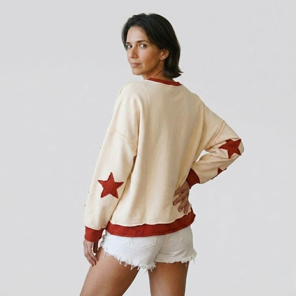Felpa in misto cotone e poliestere con taglio oversize e maniche ampie